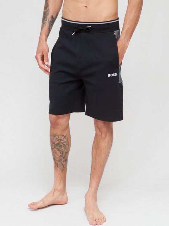 front image of boss-bodywear-tracksuit-lounge-shorts-black