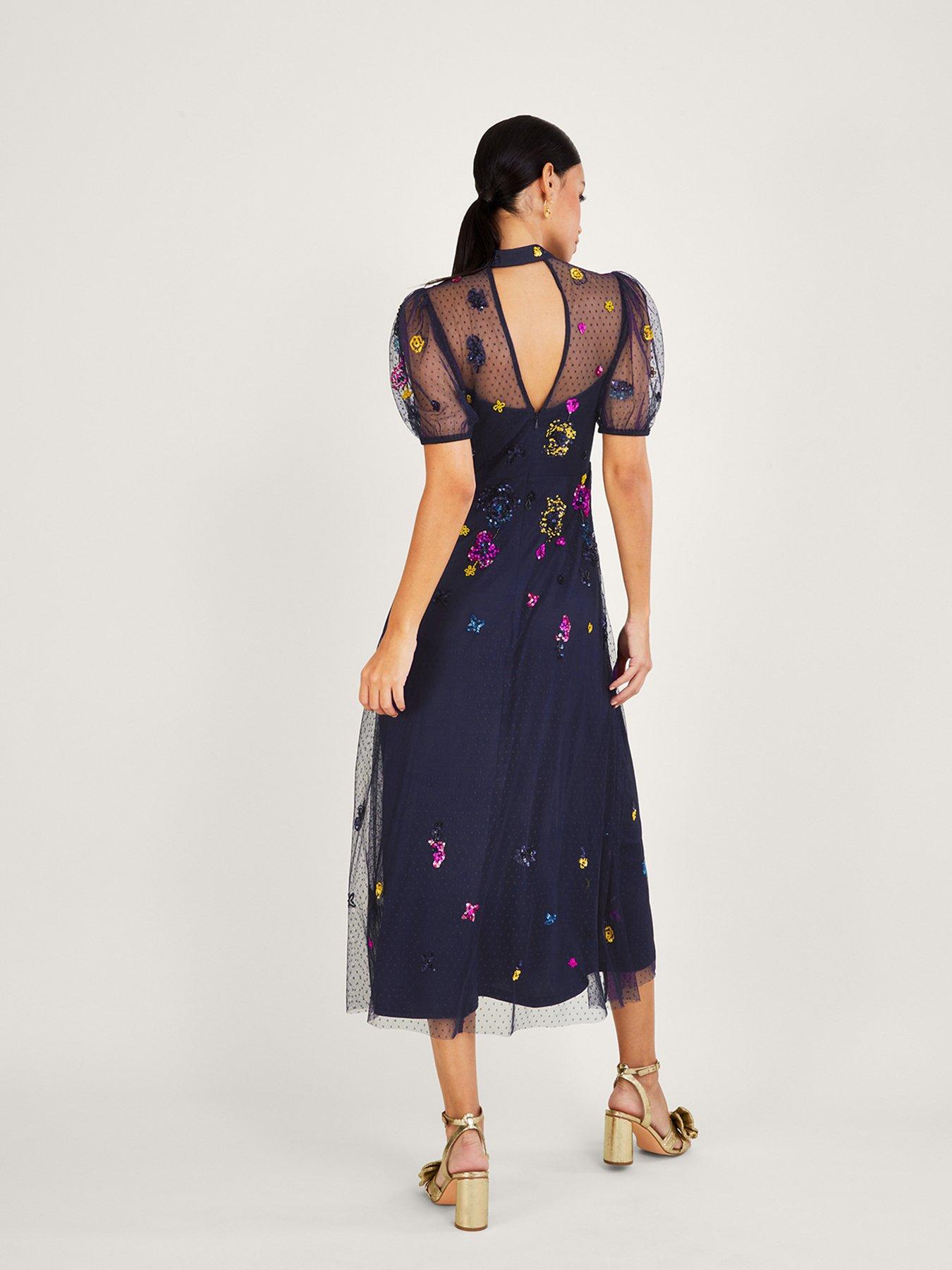 Monsoon apple embellished midi hot sale dress