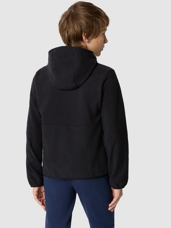 back image of the-north-face-teen-glacier-full-zip-fleece-hooded-jacket-black