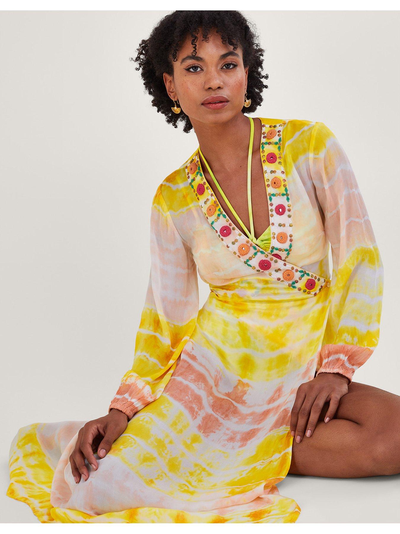 Yellow tie store dye maxi dress