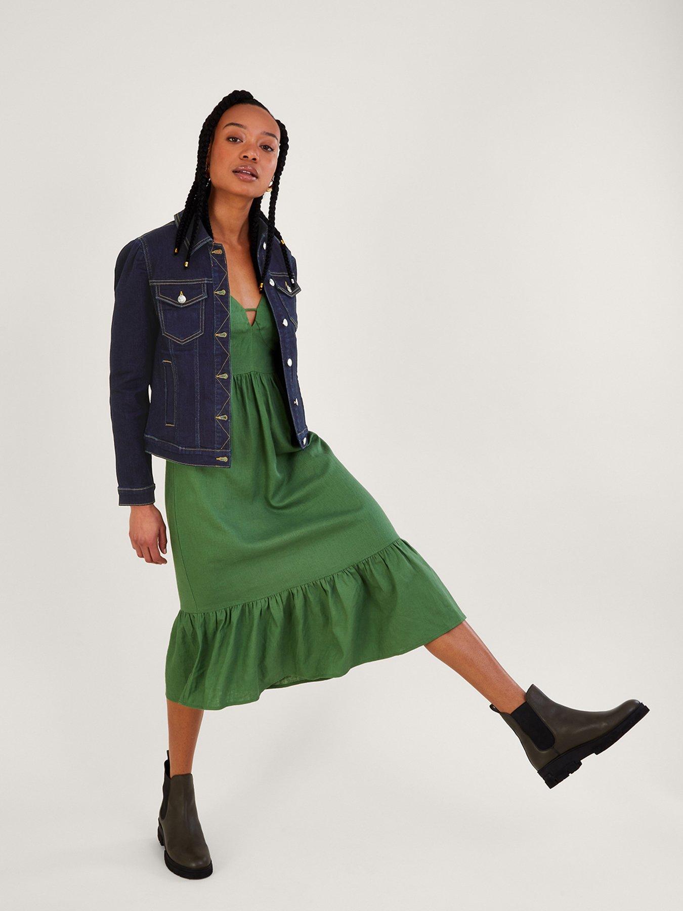 Midi dress and hot sale denim jacket