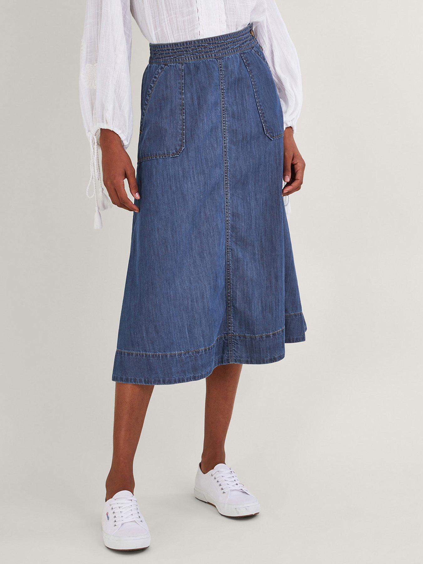 Blue midi skirt clearance uk