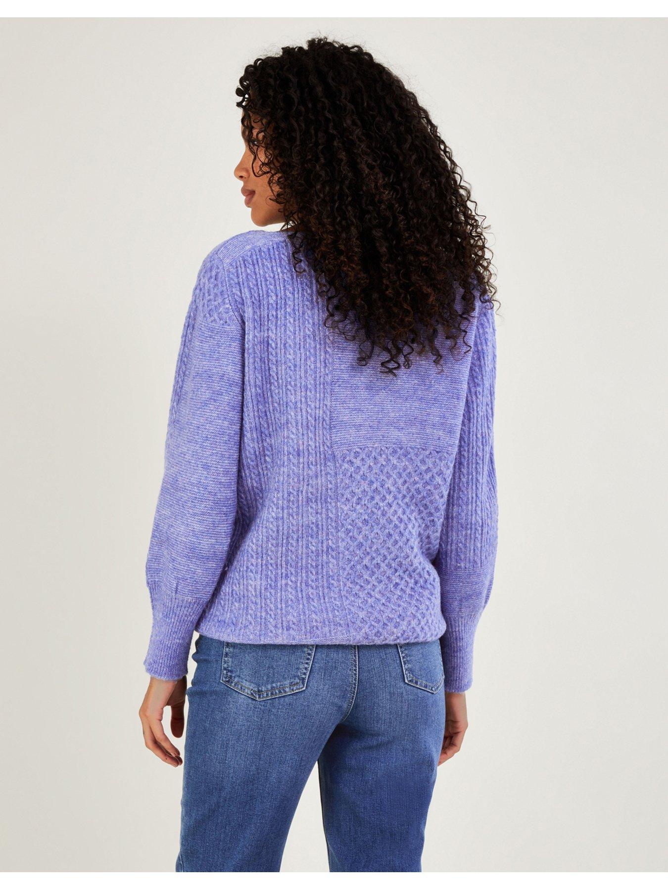 Monsoon Supersoft Patch Stitch Tunic Jumper - Blue | very.co.uk