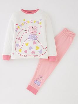 peppa pig dinosaur long sleeve pyjamas - pink