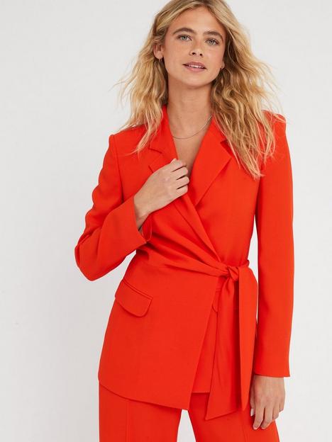 boss-jawana-tailored-tie-waist-blazer-orange