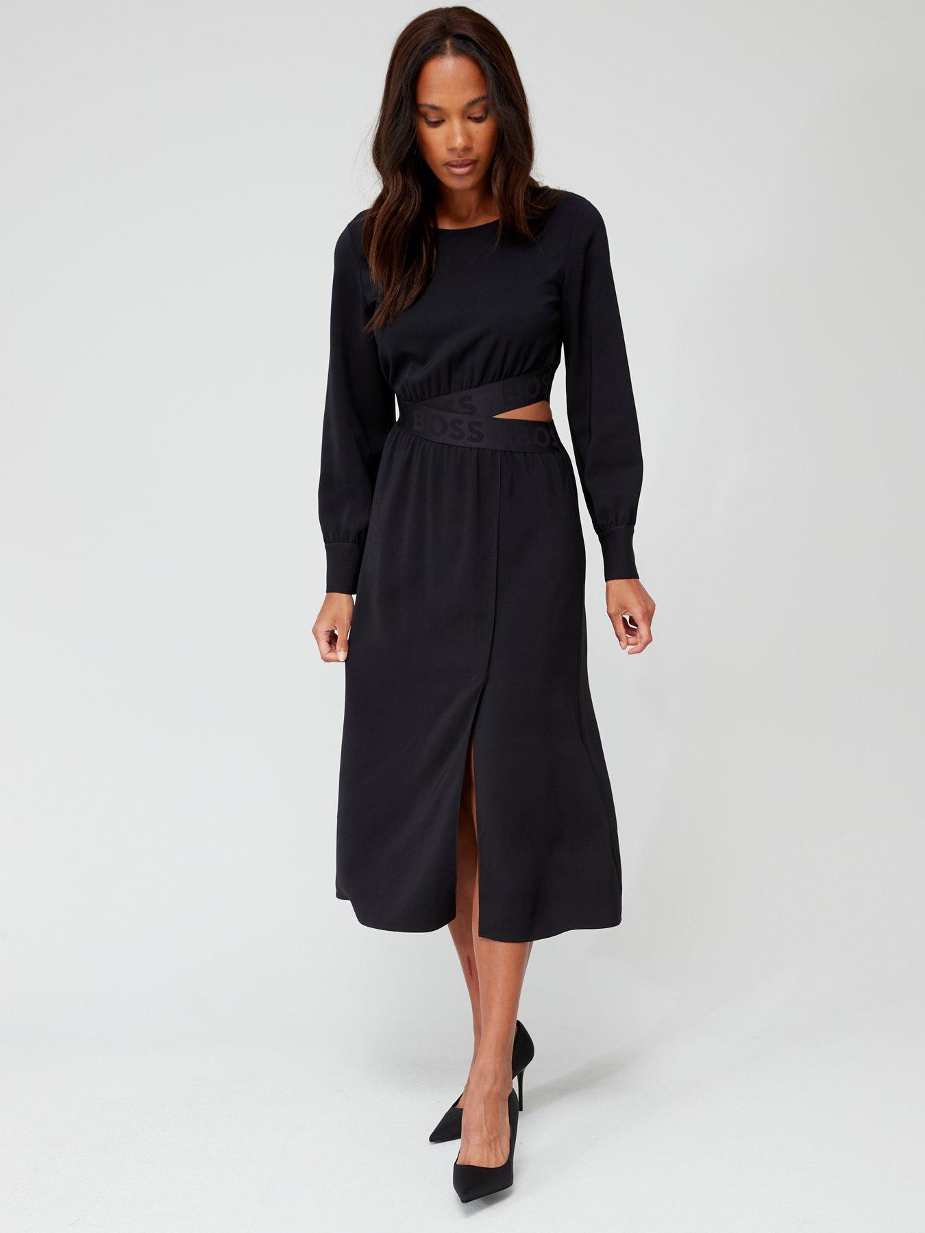 BOSS Dedaga Cut Out Midi Dress - Black