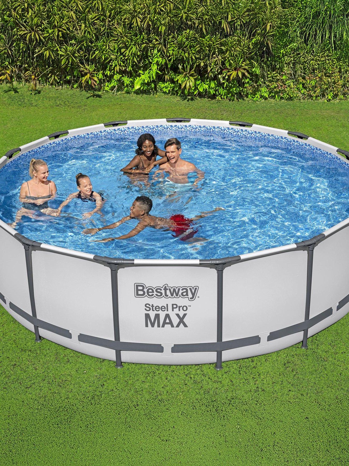 Bestway 15ft Steel Pro MAX Frame Pool Set, Filter Pump with Ladder