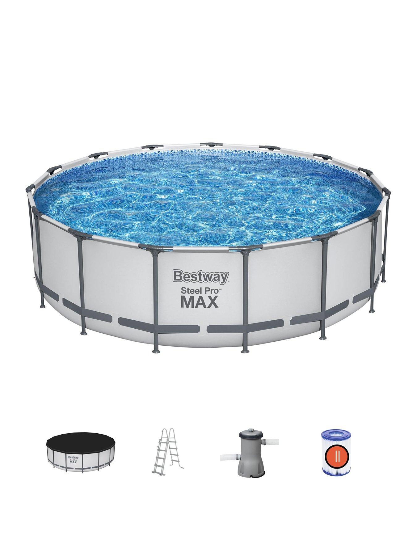 Bestway 15ft Steel Pro MAX Frame Pool Set, Filter Pump with Ladder