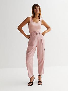 new look pink belted cargo trousers
