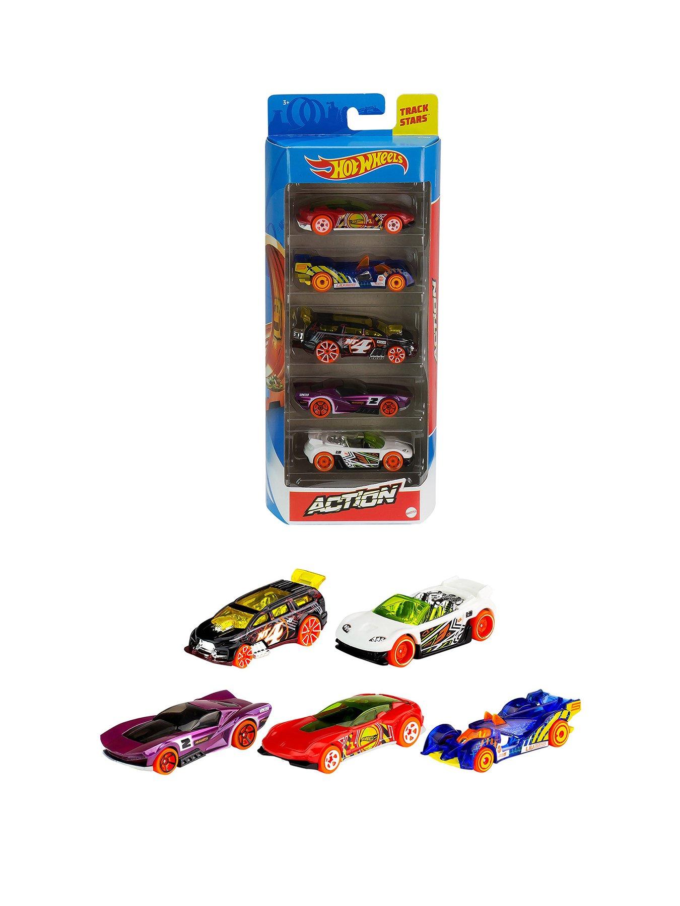 Camion hot wheels 40 cm et 3 voitures + accessoires, vehicules-garages