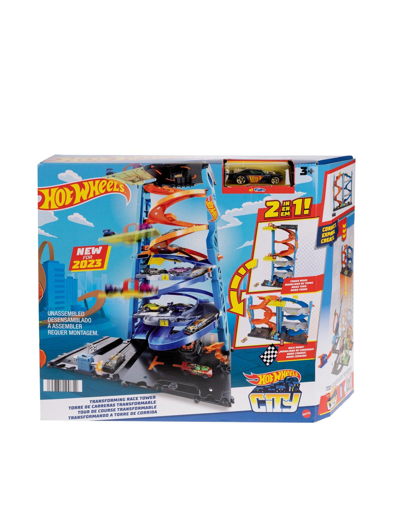 Hot Wheels Toy Car Track Set City Transforming Race Tower, Single to  Dual-Mode Racing, with 1:64 Scale Car