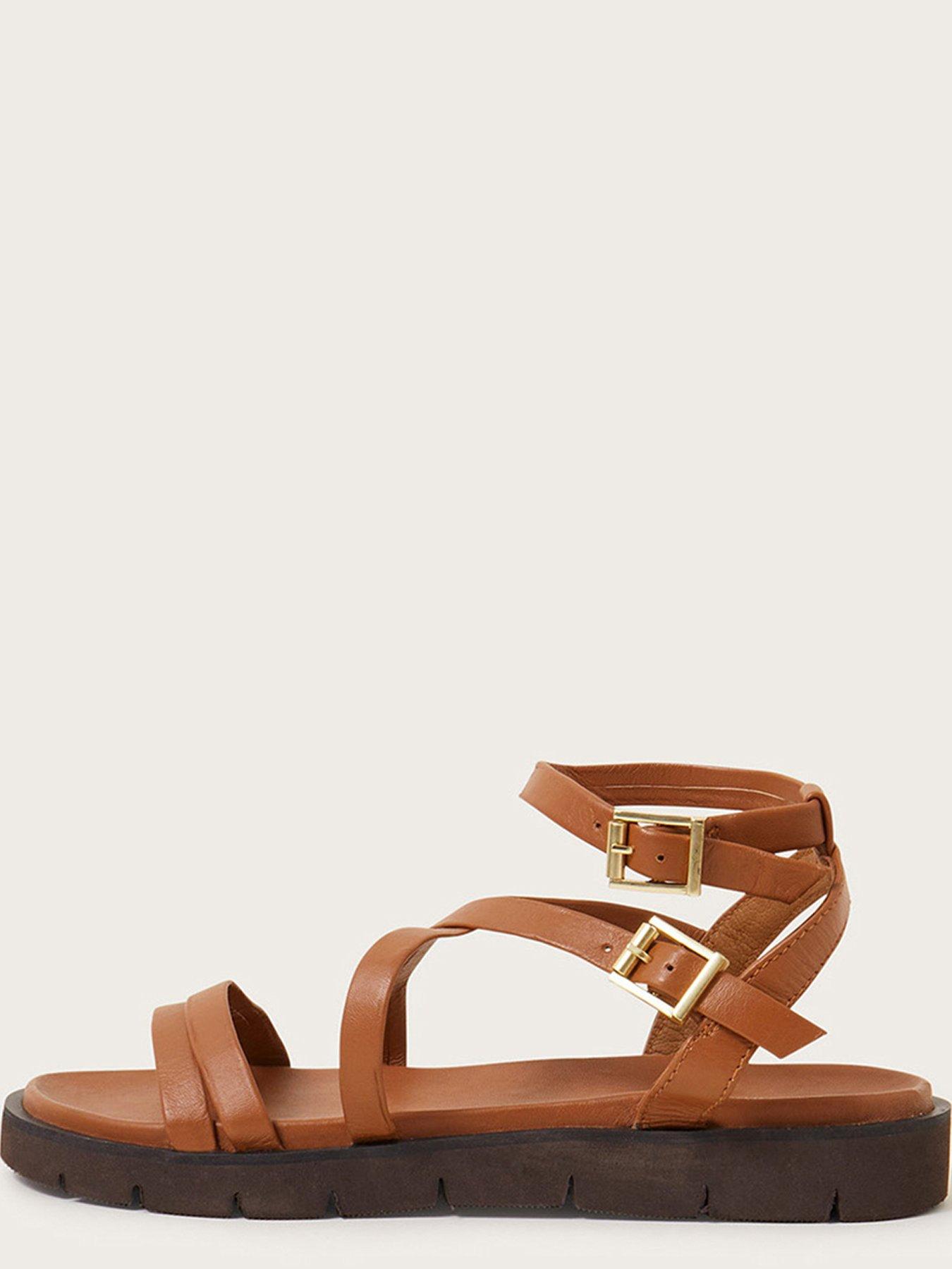 Tan strappy flat on sale sandals