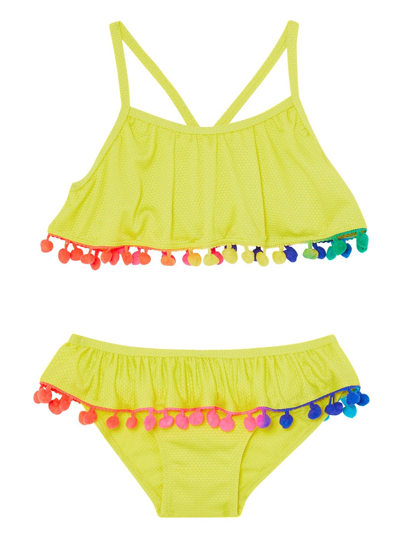 Monsoon Girls Pompom Bikini - Yellow | very.co.uk