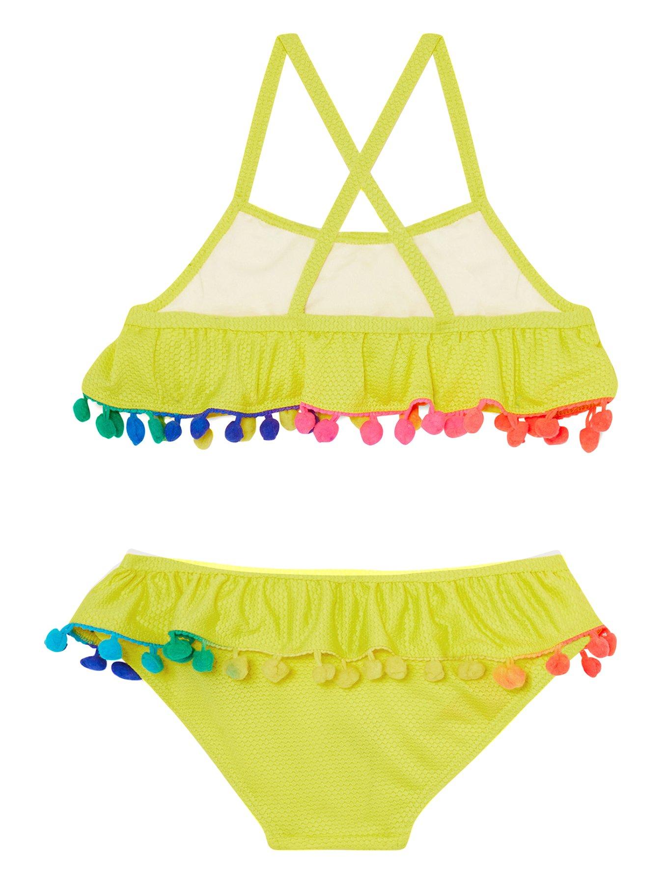 Monsoon Girls Pompom Bikini - Yellow | very.co.uk