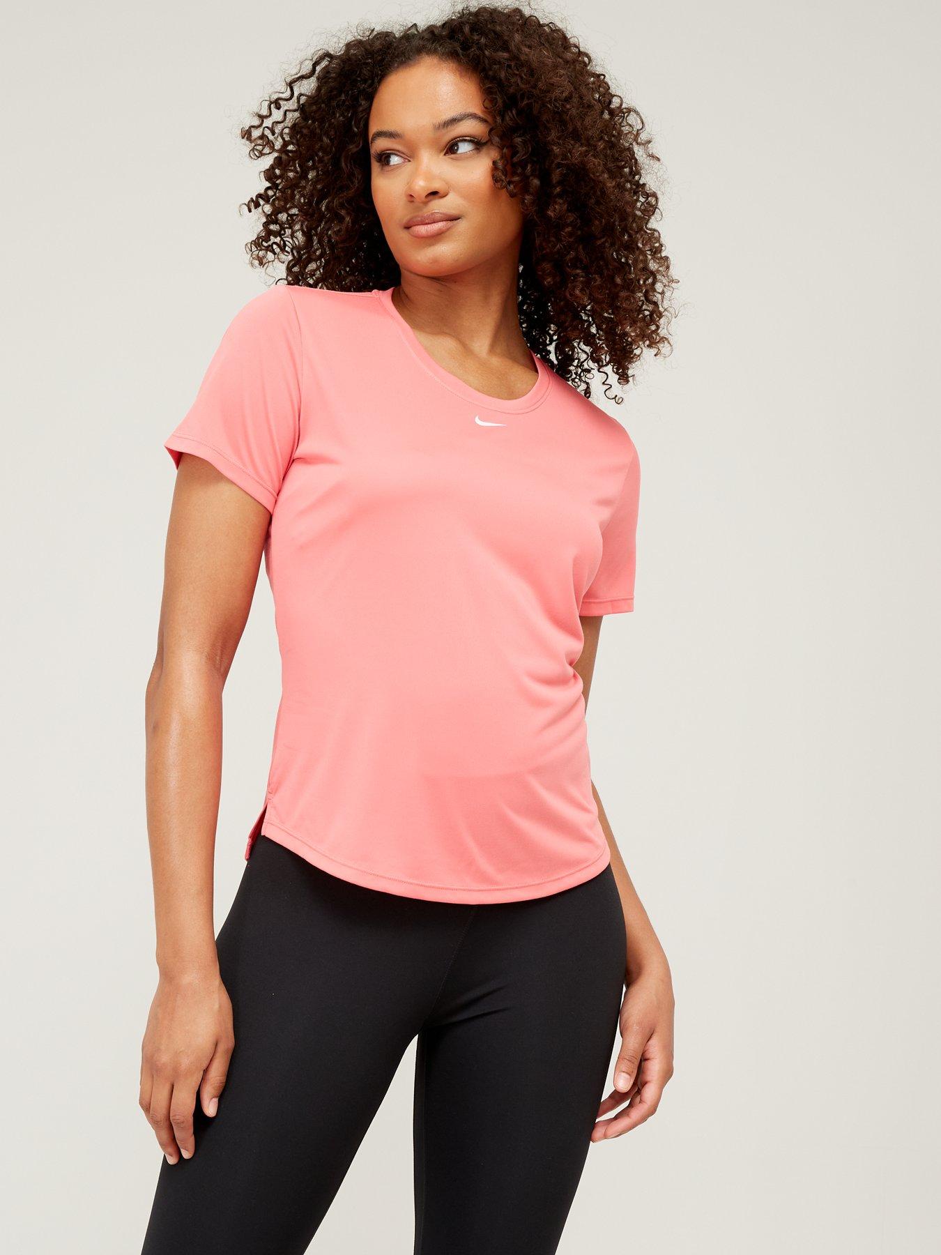 Nike T-Shirt Womens XS Extra Small Pink Logo Dri-Fit Training Gym Logo