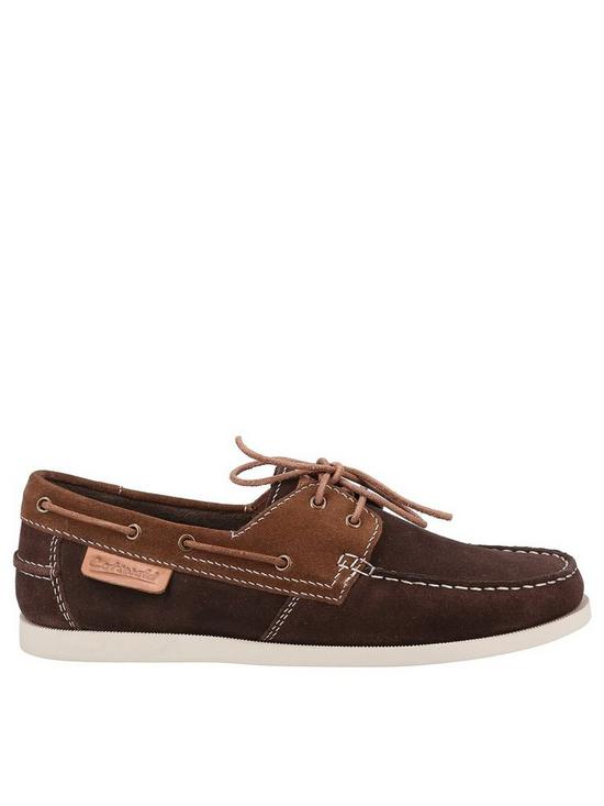 front image of cotswold-mitchledean-boat-shoe-dark-brown