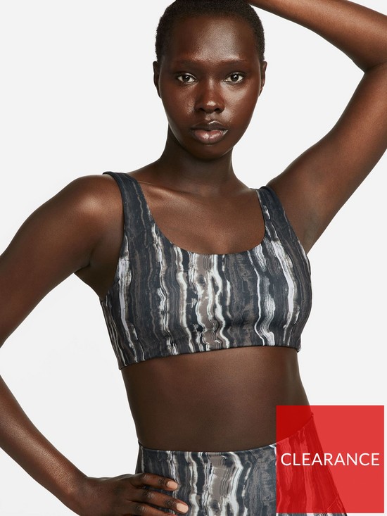 front image of nike-alate-all-over-print-bra