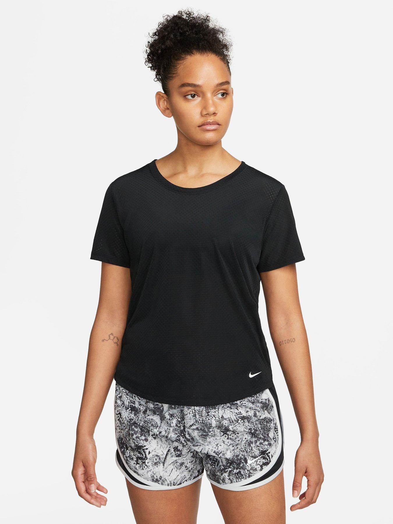 Nike One Dri Fit Short Sleeve Top - Black/White