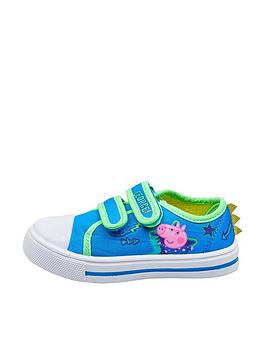 peppa pig george pig velcro canvas plimsoles - blue, blue, size 6 younger