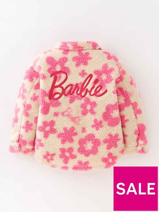 front image of barbie-childrens-borg-shacket-pink
