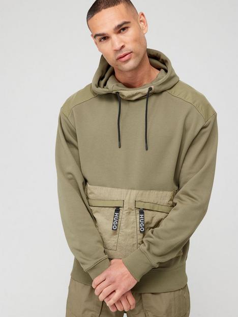 hugo-dacacia-relaxed-fit-overhead-hoodie-green