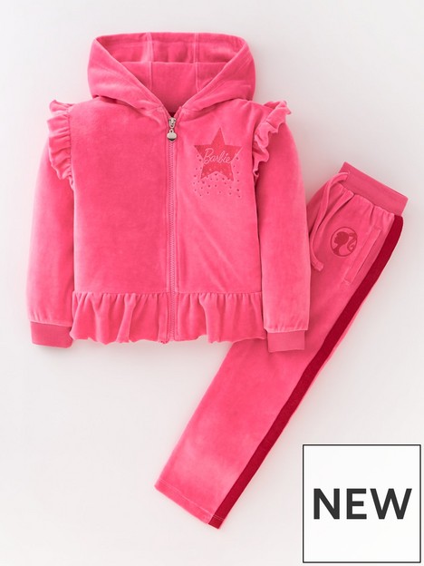 barbie-childrensnbsp2-piece-sequin-velour-frill-tracksuit-pink