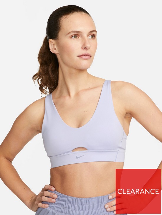 front image of nike-indy-plunge-cut-out-bra-light-purple