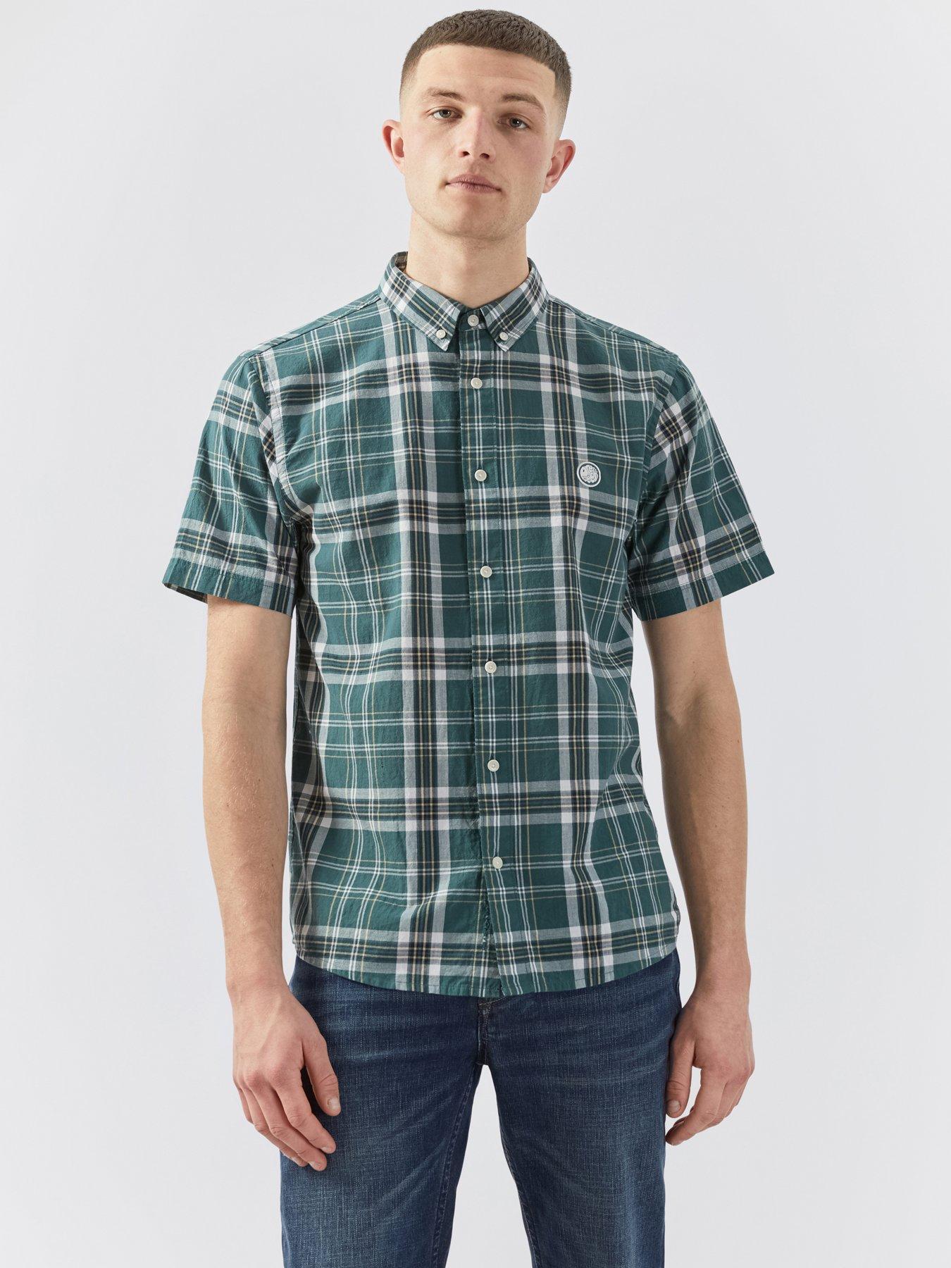 pretty-green-ribera-short-sleeve-check-shirt-green