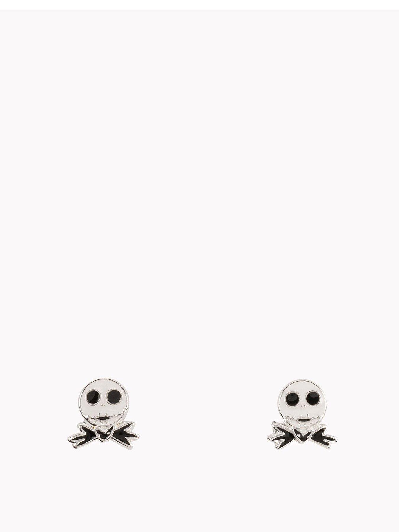 undefined Nightmare Before Christmas Jack Skellington Sterling Silver Enamel Stamp Stud Earrings