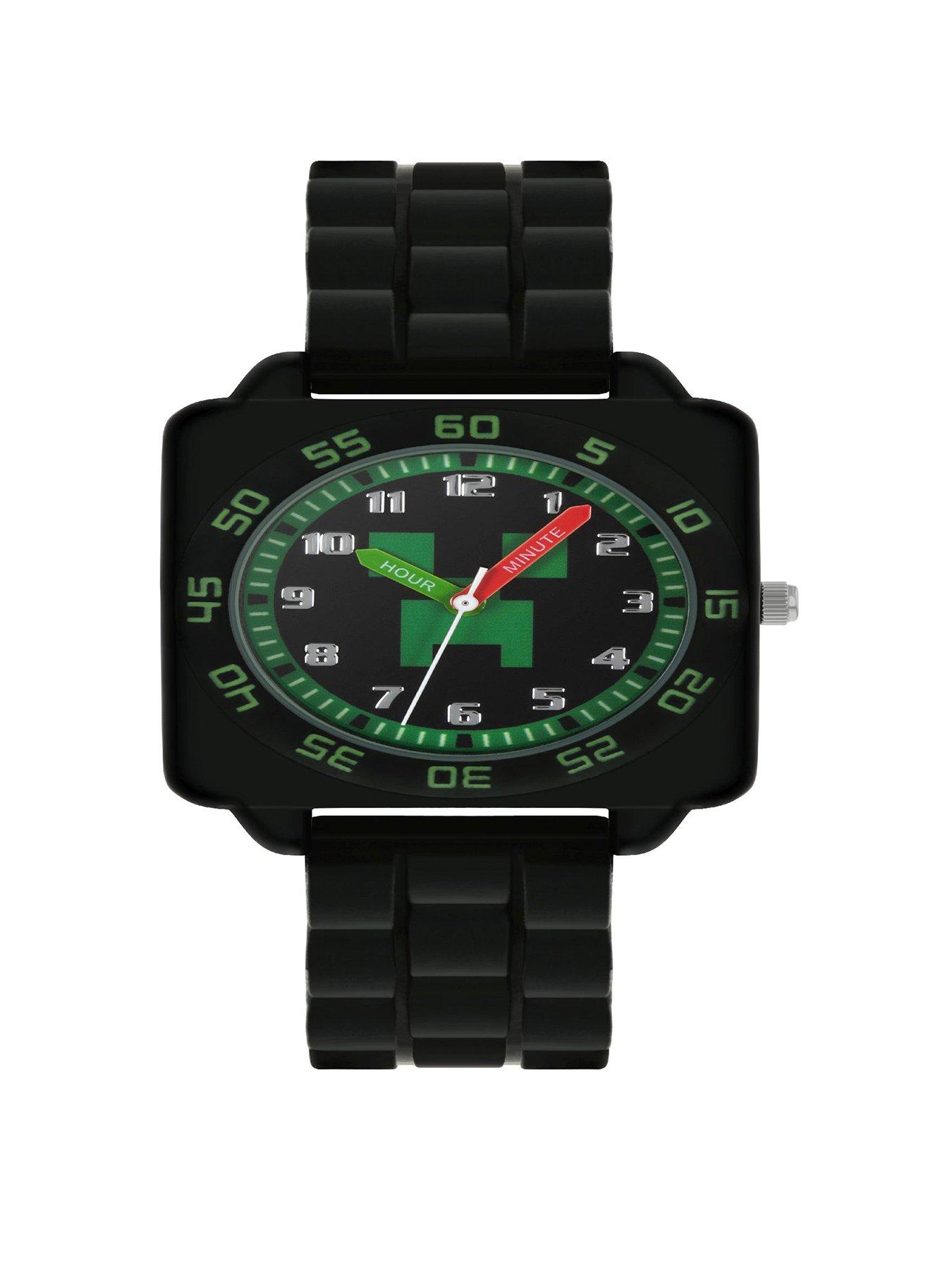 Product photograph of Minecraft Black Silicon Strap Watch from very.co.uk