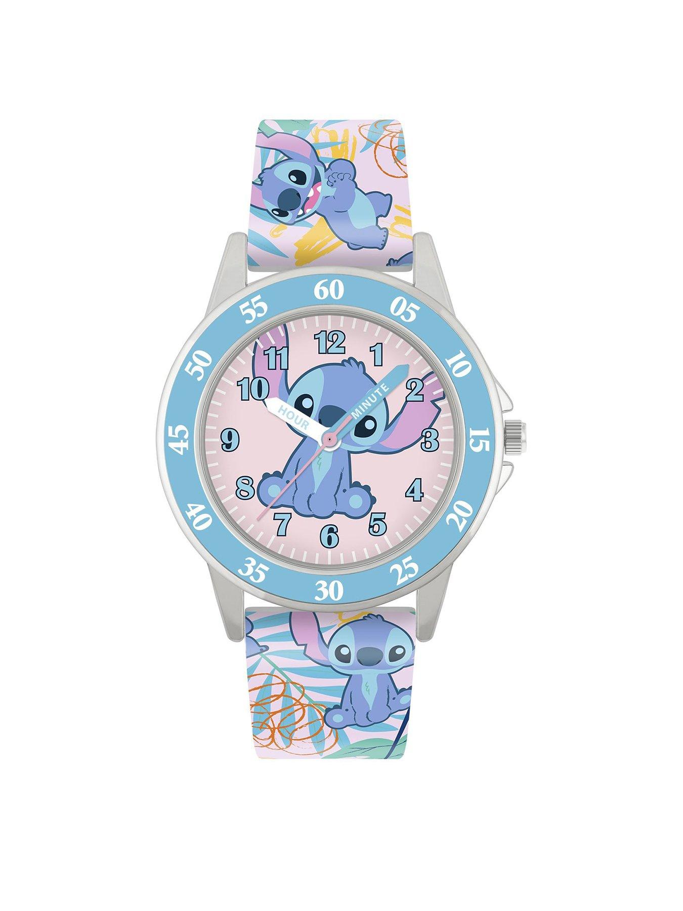 Product photograph of Disney Lilo And Stitch Blue Printed Time Teacher Strap Watch from very.co.uk