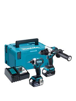 Product photograph of Makita 18v Lxt 2-piece Brushless Cordless Combi Amp Impact Driver Set from very.co.uk
