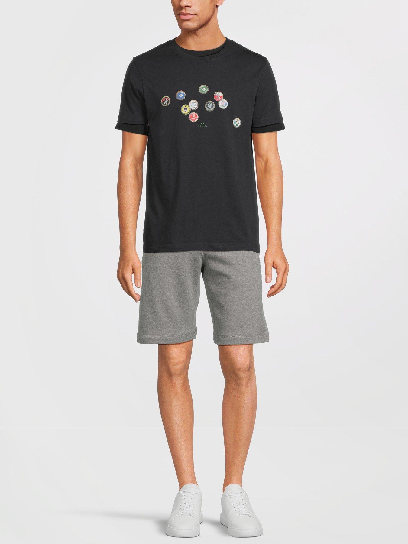Image 2 of 5 of PS PAUL SMITH Zebra Badge&nbsp;Regular Fit Jersey Shorts -&nbsp;Grey&nbsp;