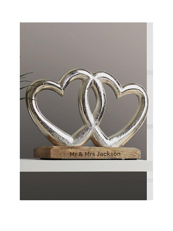 Image 1 of 3 of The Personalised Memento Company Personalised Double Heart Ornament