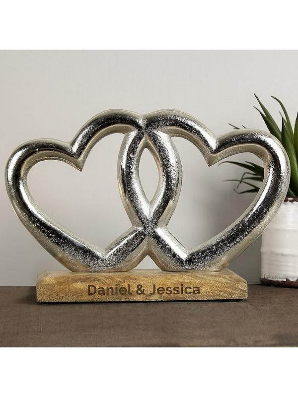 Image 2 of 3 of The Personalised Memento Company Personalised Double Heart Ornament
