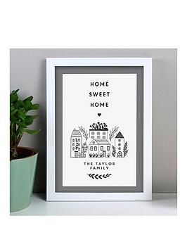 Product photograph of The Personalised Memento Company Personalised Home Sweet Home A4 Framed Print from very.co.uk