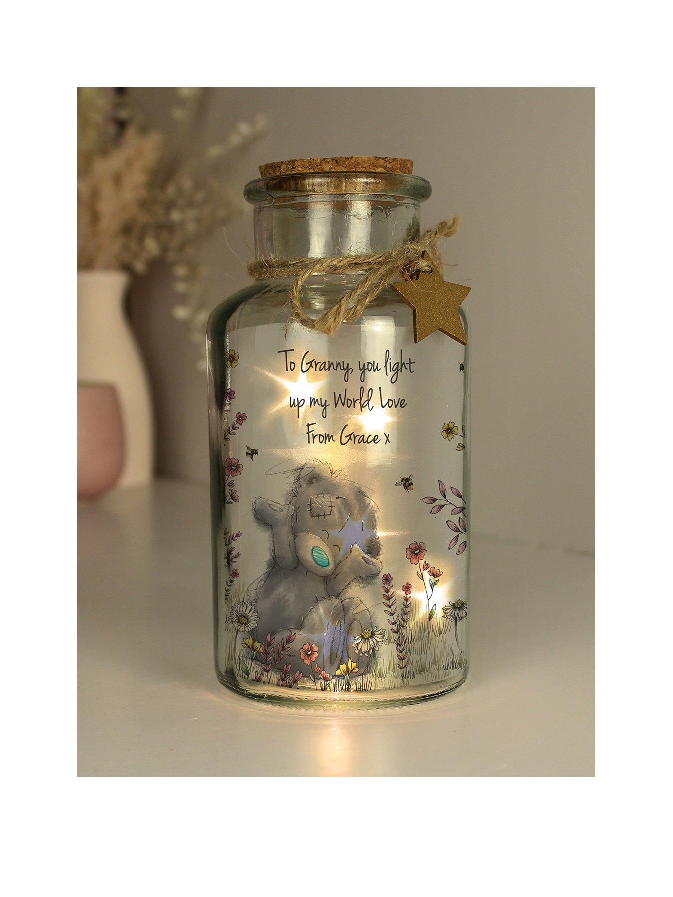 Product photograph of The Personalised Memento Company Personalised Me To You Floral Led Glass Jar from very.co.uk