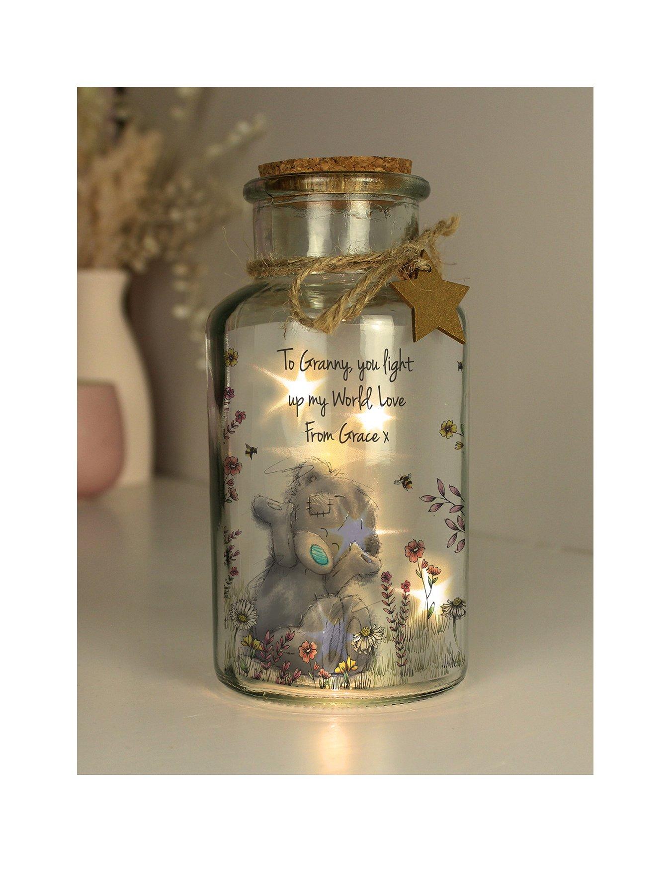 Image of The Personalised Memento Company Personalised Me to You floral LED Glass Jar