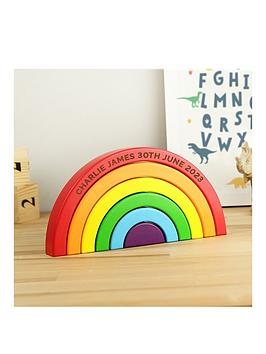 Product photograph of The Personalised Memento Company Personalised Wooden Rainbow from very.co.uk