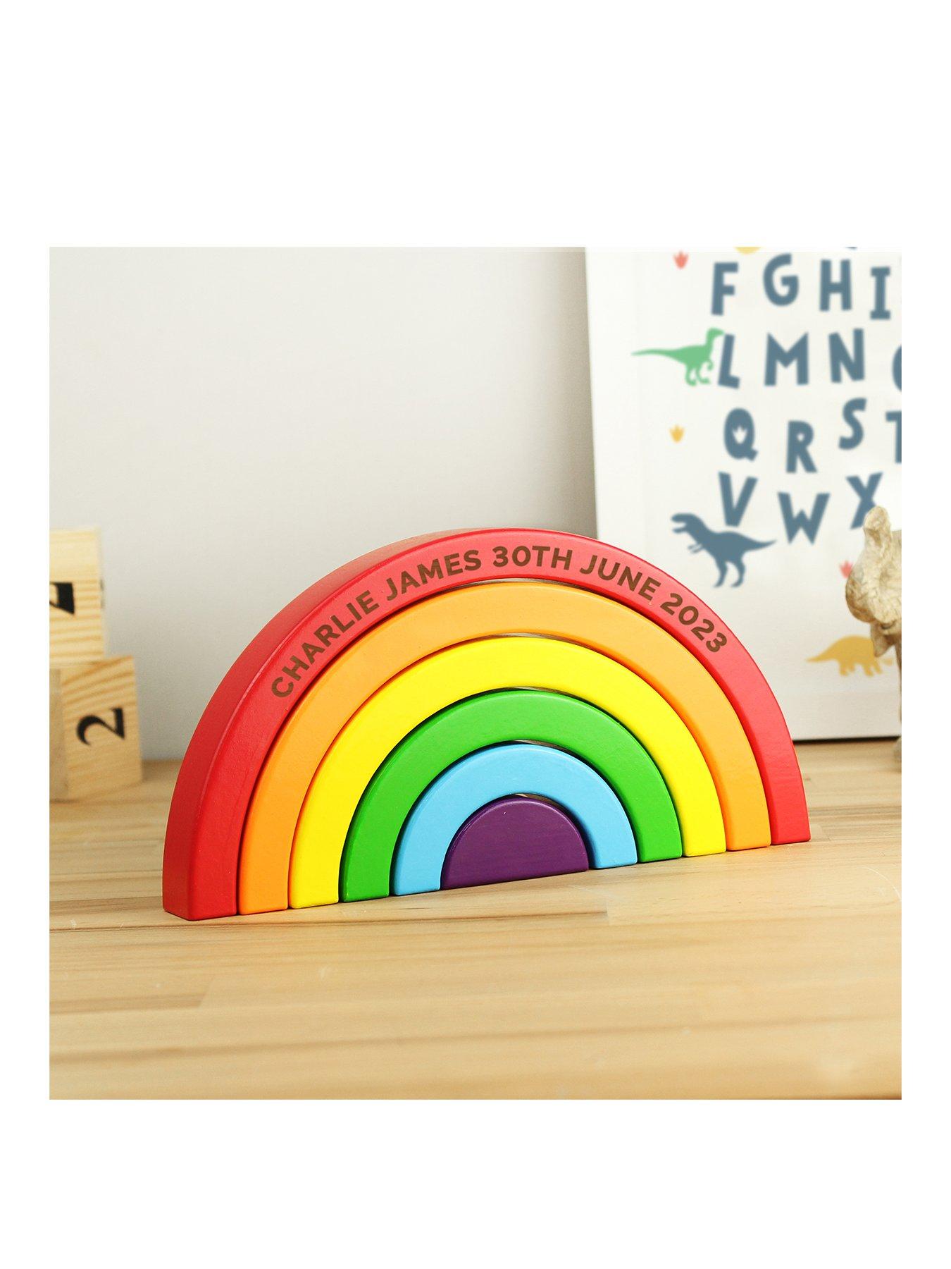 Image of The Personalised Memento Company Personalised Wooden Rainbow