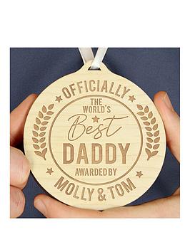 Product photograph of The Personalised Memento Company Personalised World S Best Daddy Wooden Medal from very.co.uk