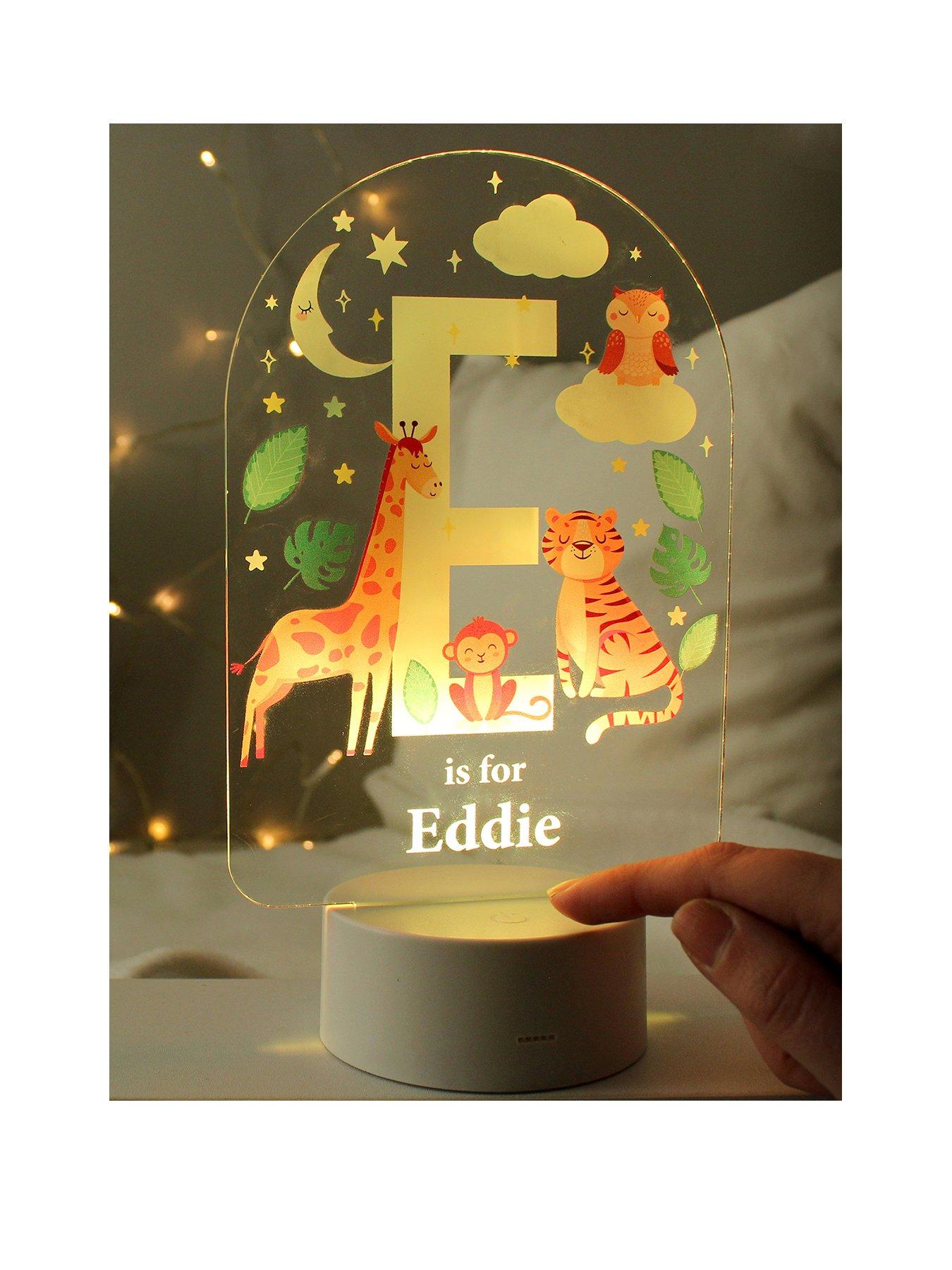 Image of The Personalised Memento Company Personalised Animal Alphabet LED Colour Changing Night Light