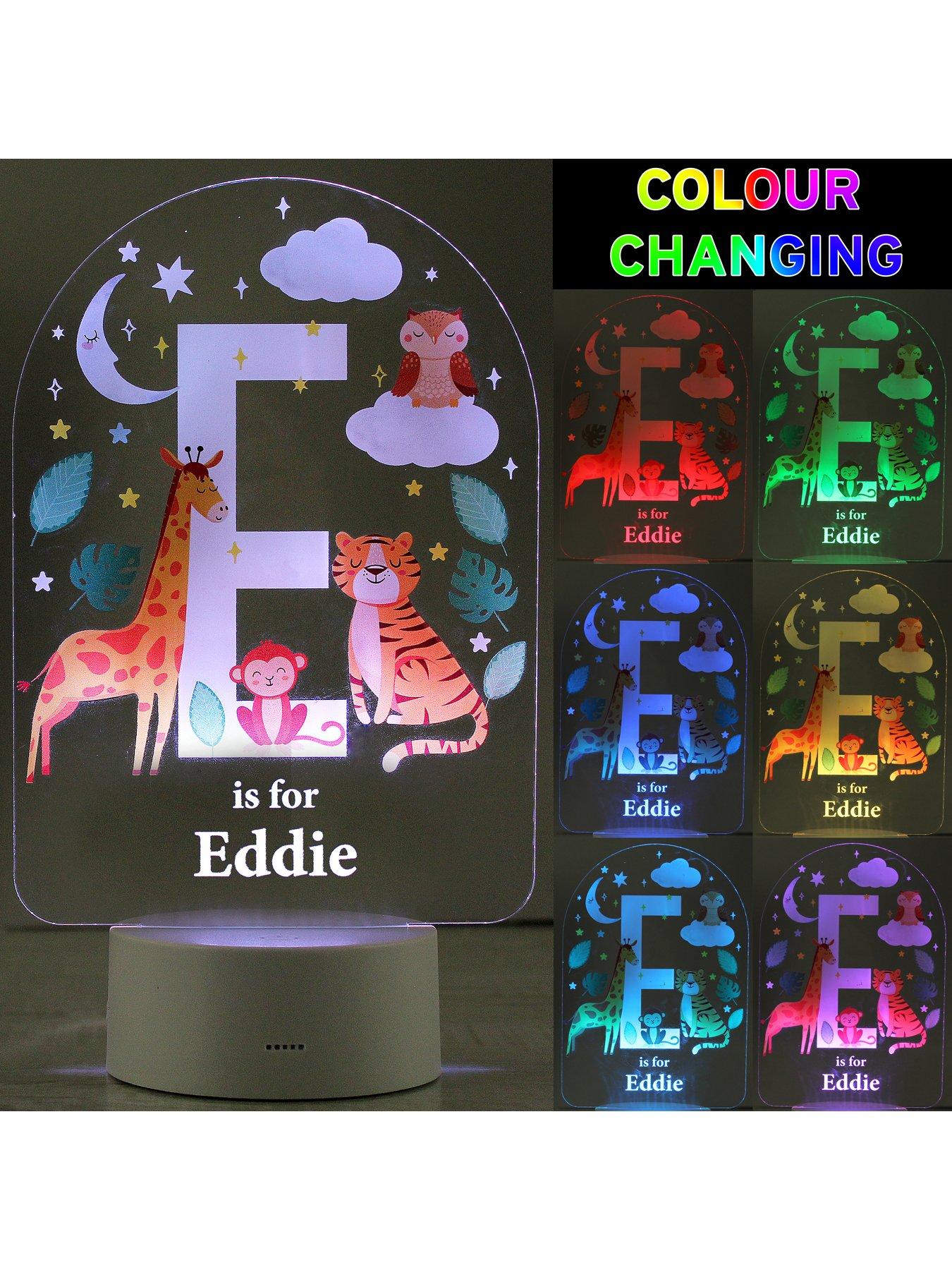 Image 2 of 3 of The Personalised Memento Company Personalised Animal Alphabet LED Colour Changing Night Light