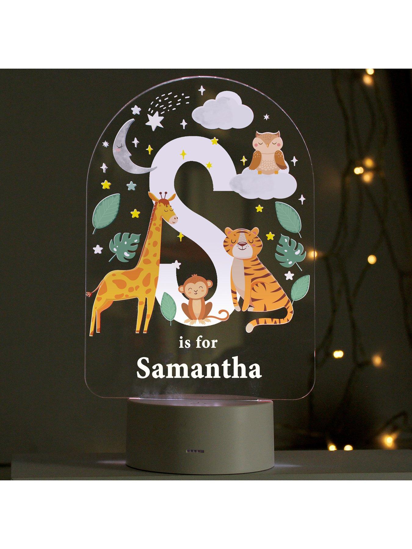 Image 3 of 3 of The Personalised Memento Company Personalised Animal Alphabet LED Colour Changing Night Light