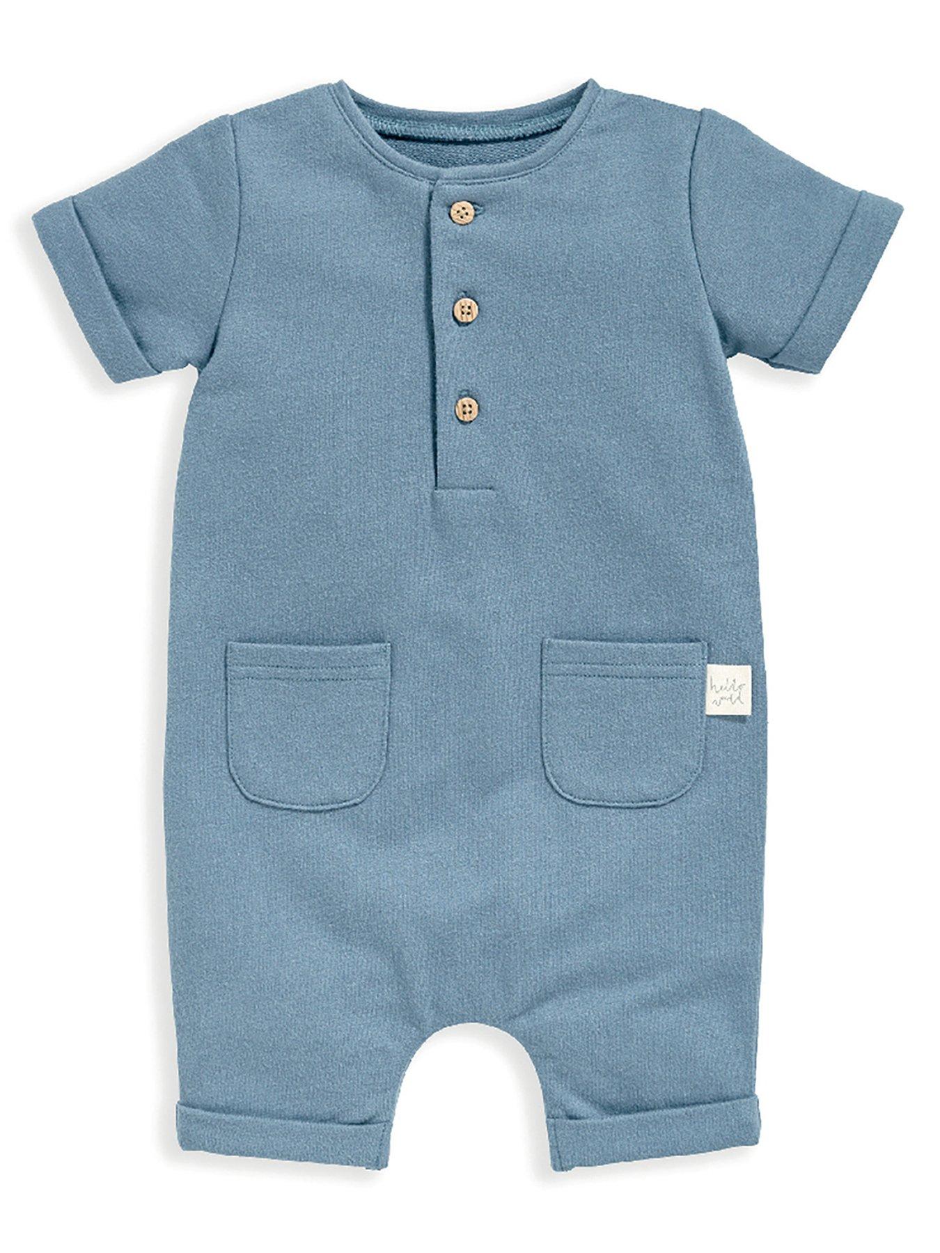 Mamas & Papas Baby Boys Sweat Shortie Romper Blue Very.co.uk