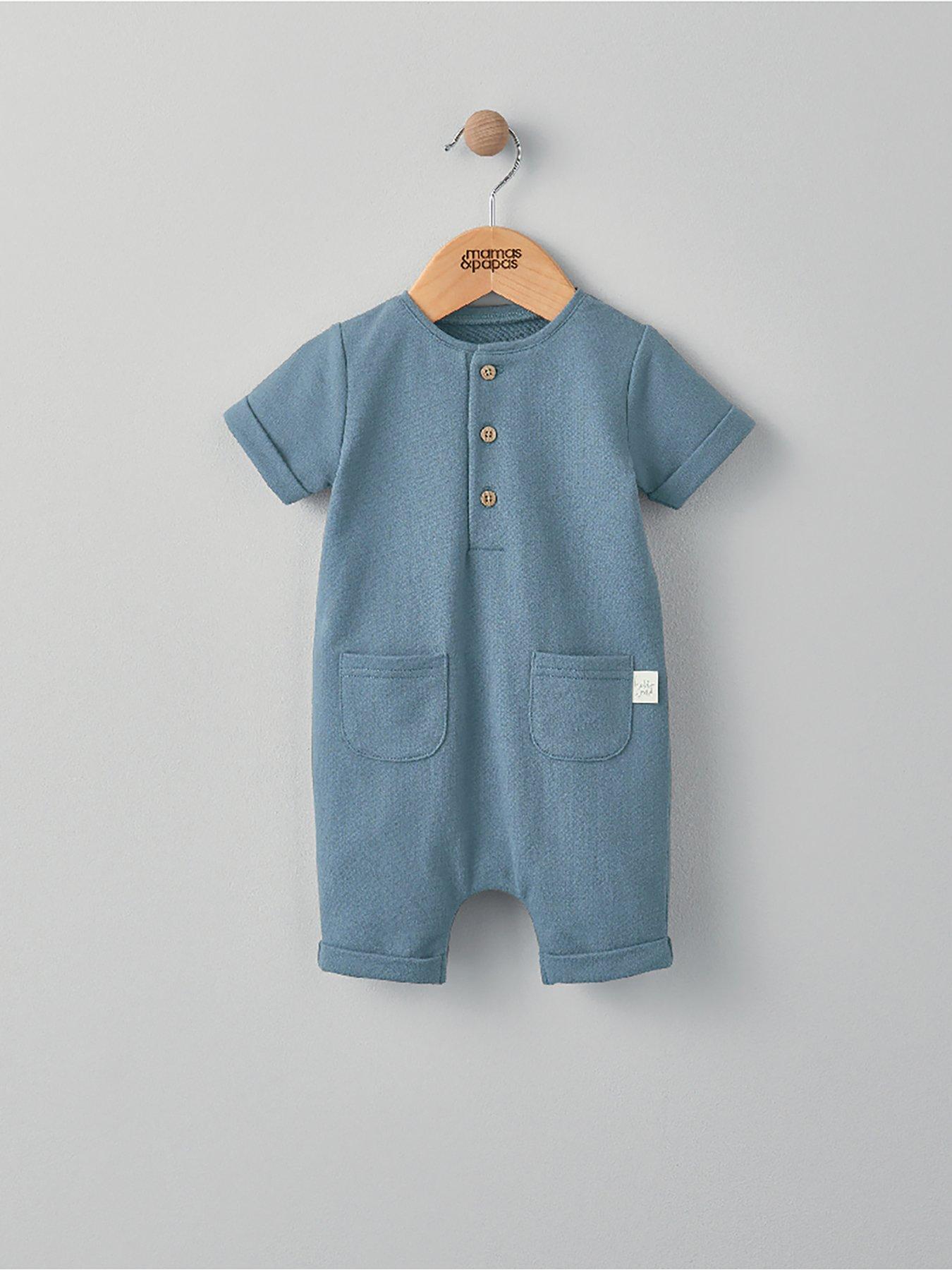 Mamas & Papas Baby Boys Sweat Shortie Romper Blue Very.co.uk