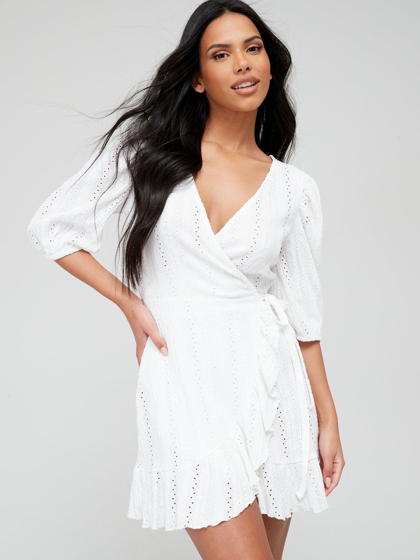 Mini white hot sale wrap dress