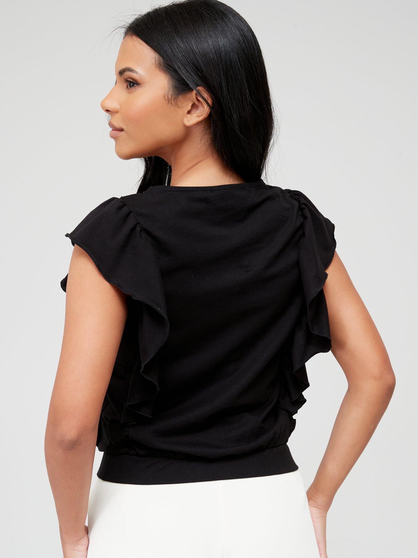 Black bubble cheap hem blouse