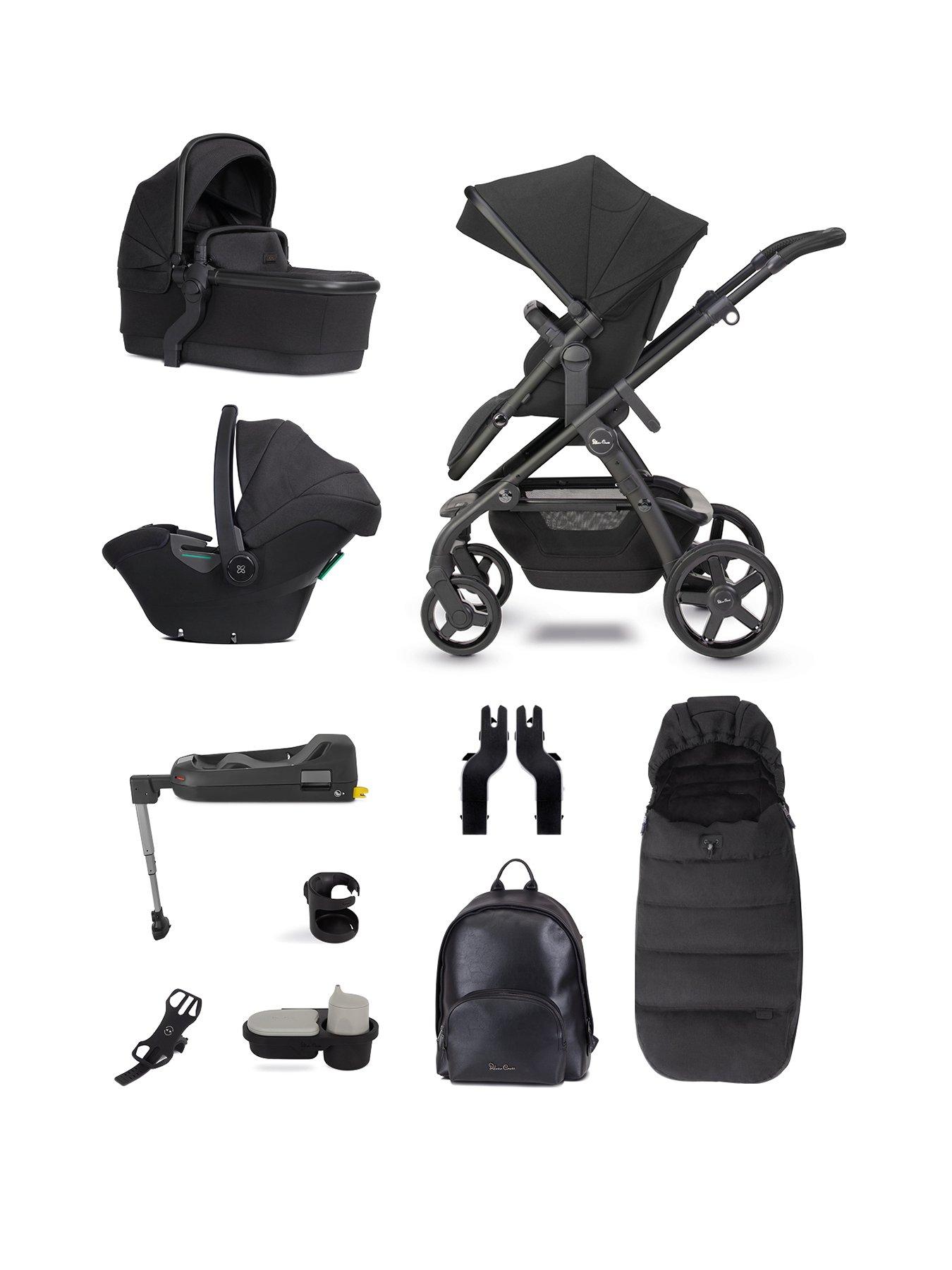 Double stroller travel system with outlet car seats