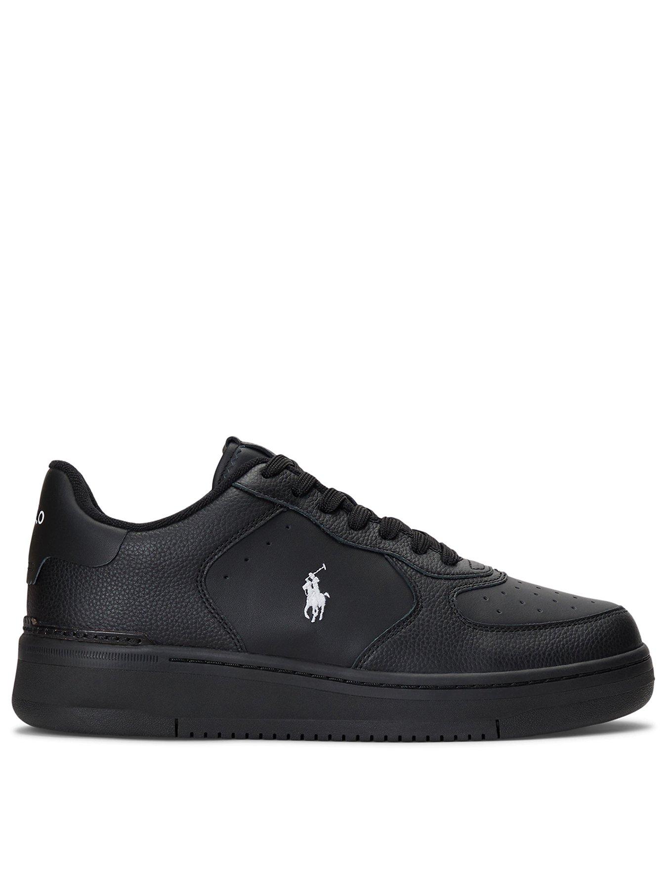 Polo Ralph Lauren Mastes Court Pp Trainer, Black/White, Size 6, Men